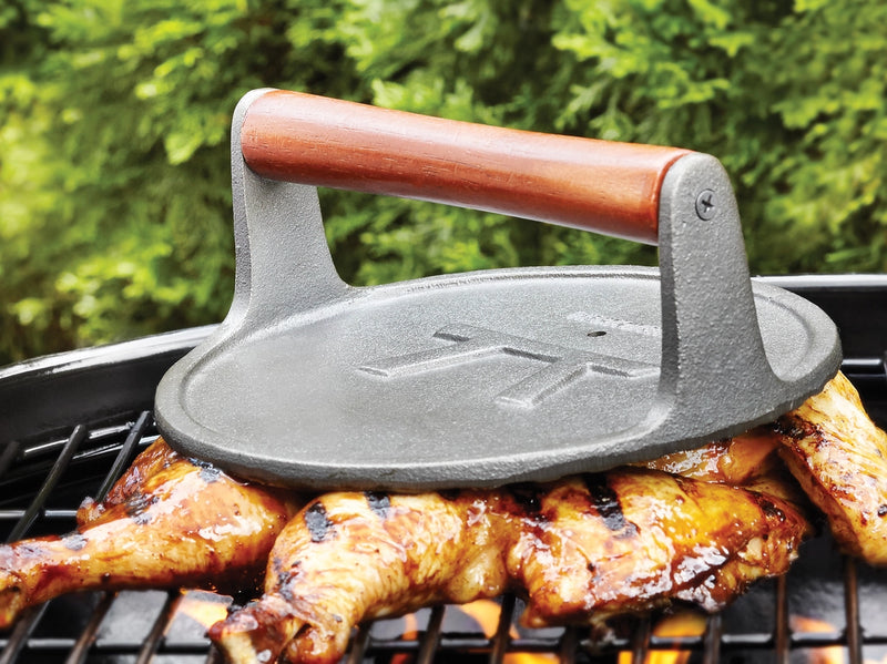Rosewood Round Cast Iron Grill Press